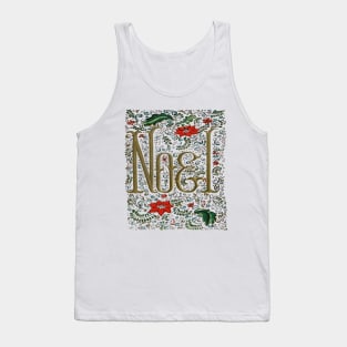 1980s Retro Floral typography Bohemian Christmas Joyeux Noel Tank Top